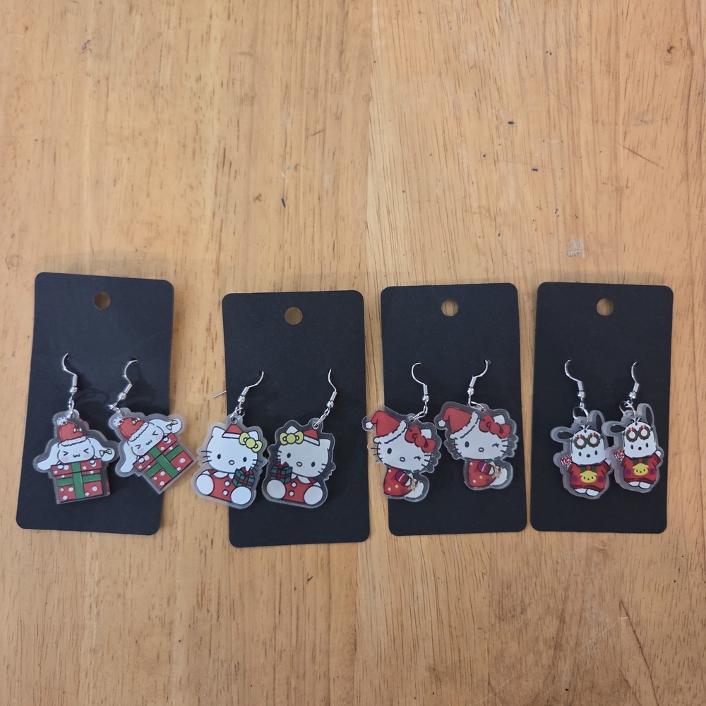 Charming Festive Earrings Set - Red and Silver